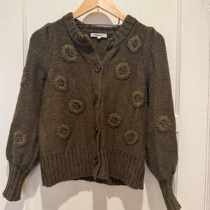 Madewell embroidered Endencroft pleat-sleeve cardigan sweater S